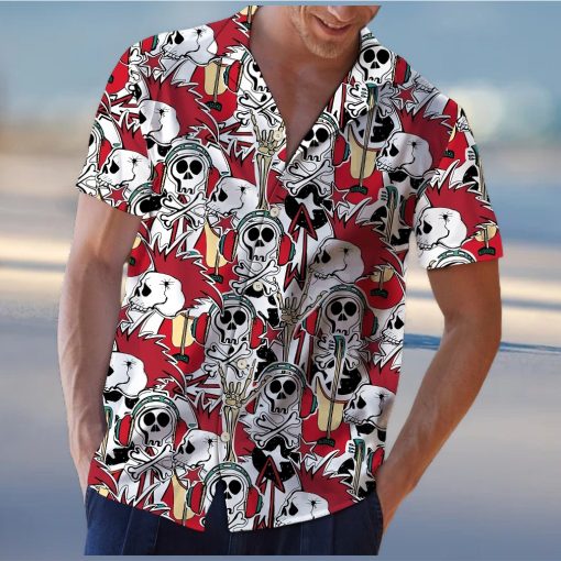 Skull Rock Roll Aloha Hawaiian Shirt Colorful Short Sleeve Summer Beach Casual Shirt