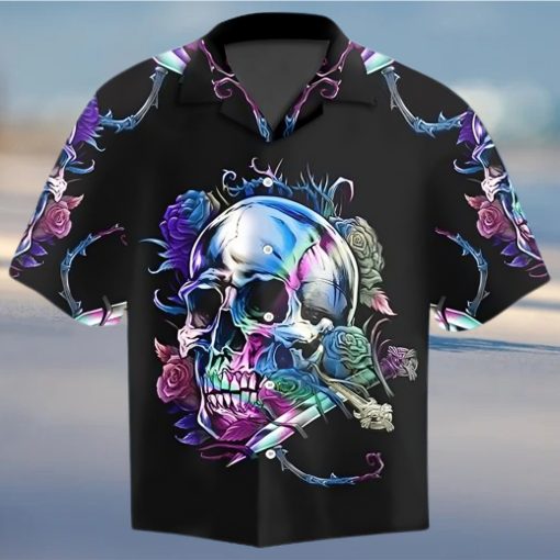 Skull Rose Pattern Hawaiian Shirt