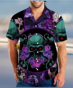 Skull Rose Purple Best Design Unisex Hawaiian Shirt