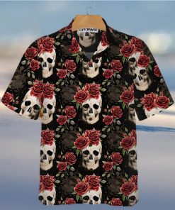 Skull Rose Vintage Hawaiian Shirt Red Roses Gothic Skull Shirt