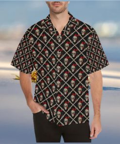 Skull Roses Bone Design Themed Print Hawaiian Shirt