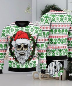 Skull Santa Clause Unisex Womens & Mens Ver 2, Couples Matching, Funny Family Ugly Christmas Holiday Sweater