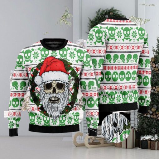 Skull Santa Clause Unisex Womens & Mens Ver 2, Couples Matching, Funny Family Ugly Christmas Holiday Sweater