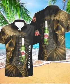 Skull Stella Artois Death Hawaiian Shirt And Shorts Halloween Gift Summer Gift