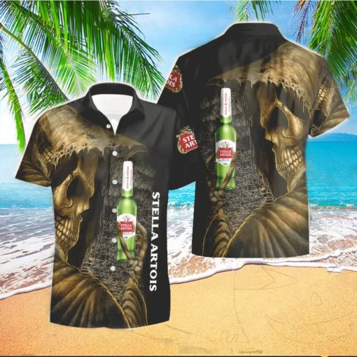 Skull Stella Artois Death Hawaiian Shirt And Shorts Halloween Gift Summer Gift