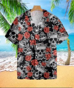 Skull With Crown And Red Rosetropical Hawaiian Shirt For Men And Women