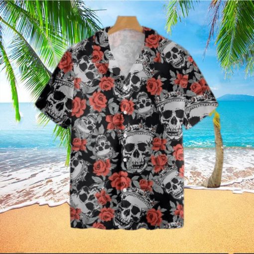 Skull With Crown And Red Rosetropical Hawaiian Shirt For Men And Women