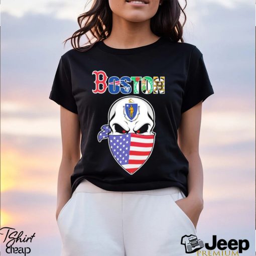 Skull wear American mask Boston all sports team shirt