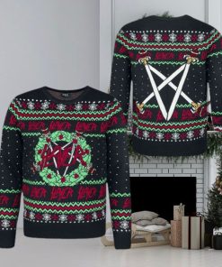 Slayer Band Weath Logo Snowflake Pattern Holiday Ugly Christmas Sweater