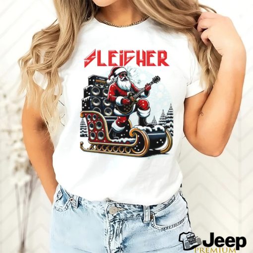 Sleigher hail Santa heavy metal Christmas rock shirt