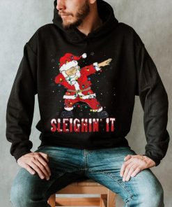 Sleighin It Dabbing Santa With Christmas Lights Christmas Unisex Shirt