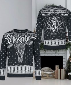 Slipknot Goat Head Mascot And Logo Pattern For Holiday Ugly Christmas Sweater