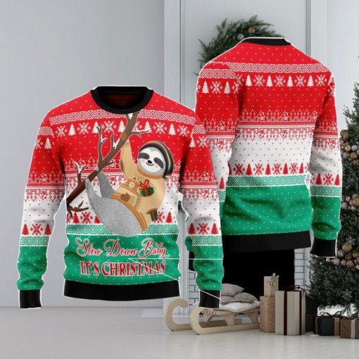 Sloth Slow Down Family Gift Ugly Christmas Sweater