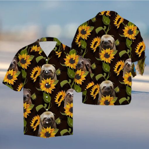 Sloth Sunflower Hawaiian Summer Beach Shirt Full Over Print