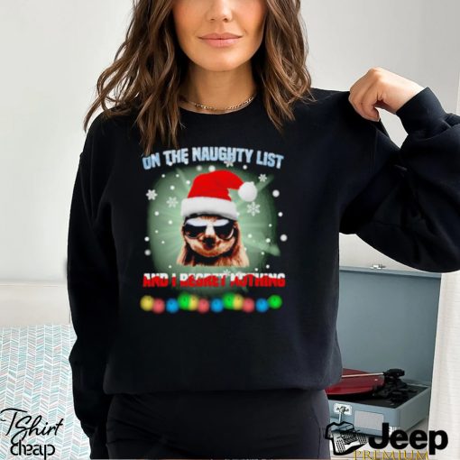 Sloth on the naughty list and I regret nothing Christmas shirt