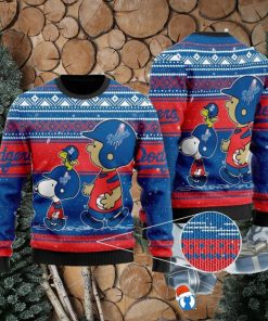 Snoopy And Charlie Brown Los Angeles Dodgers Ugly Sweater Christmas