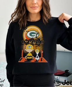 Snoopy And Charlie Brown Pumpkin Green Bay Packers Halloween Moon 2023 T Shirt