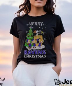 Snoopy And Friends Baltimore Ravens Merry Christmas Shirt