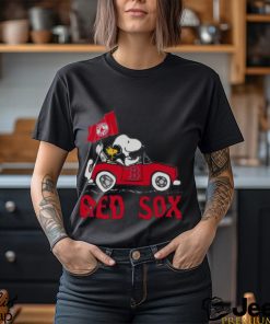 Snoopy And Woodstock Driving Car Boston Red Sox T shirt