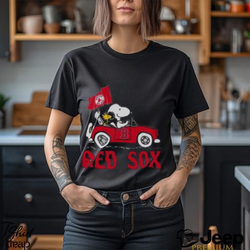 Snoopy And Woodstock Driving Car Boston Red Sox T shirt