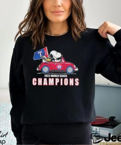 Snoopy And Woodstock Driving Car Texas Rangers 2023 World Series Champions Shirt