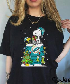 Snoopy And Woodstock Miami Dolphins Christmas Tree shirt