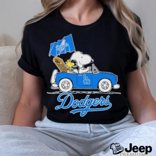 Snoopy And Woodstock Riding Car Los Angeles Dodgers 2023 Shirt