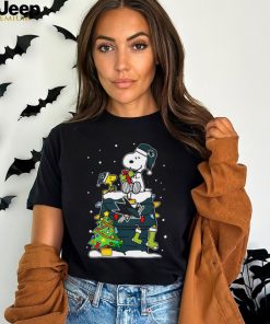 Snoopy And Woodstock San Jose Sharks Christmas Tree Tshirt