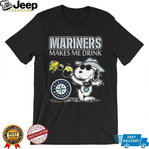 Snoopy And Woodstock Seattle Mariners Makes Me Drinks Shirt