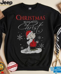 Snoopy Charlie Brown Christmas Begins With Christ Shirt