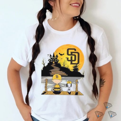 Snoopy Charlie Brown Sit Under Moon San Diego Padres Halloween shirt