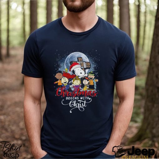 Snoopy Christmas Begins With Christ T Shirt