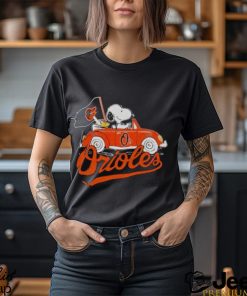 Snoopy Drives Car With Baltimore Orioles Flag Shirt