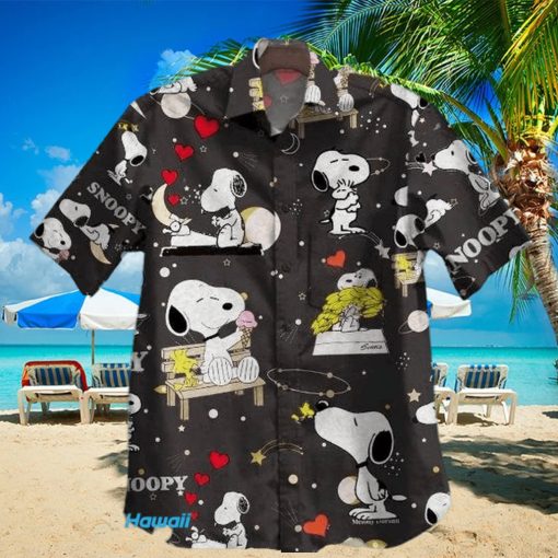 Snoopy For Man And Woman Print Short Sleeve Hawaiian Shirt