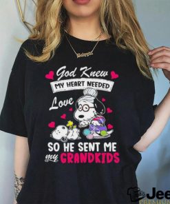 Snoopy God Knew My Heart Needed love so He sent me My Grandkids shirt