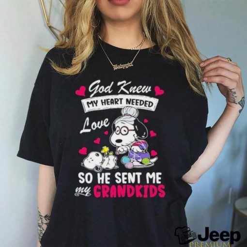 Snoopy God Knew My Heart Needed love so He sent me My Grandkids shirt