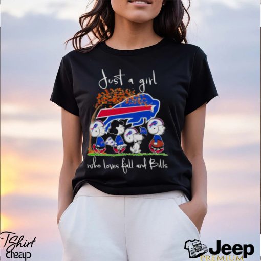 Snoopy Peanuts Just A Girl Who Loves Fall And Buffalo Bills Shirt