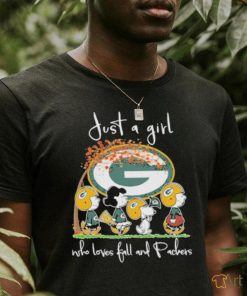 Snoopy Peanuts Just A Girl Who Loves Fall And Green Bay Packers Shirt