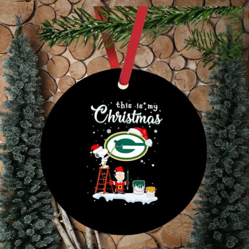 Snoopy and Charlie Brown Santa Green Bay Packers this is my Christmas ornament