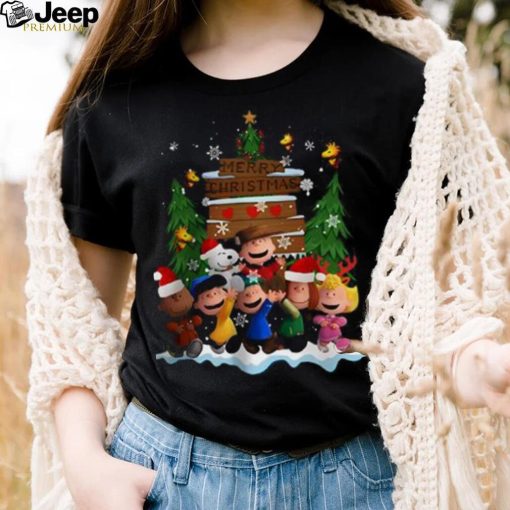 Snoopy and Charlie Brown merry Christmas Shirt, Ladies shirt, Peanut Christmas Shirt