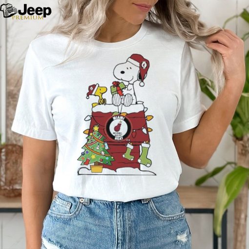 Snoopy and Woodstock Christmas gift for fans miamI heat NBA xmas tree shirt