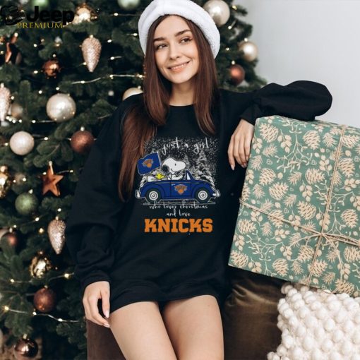 Snoopy and Woodstock Peanuts Just A Girl Who Lover Christmas And Love New York Knicks shirt