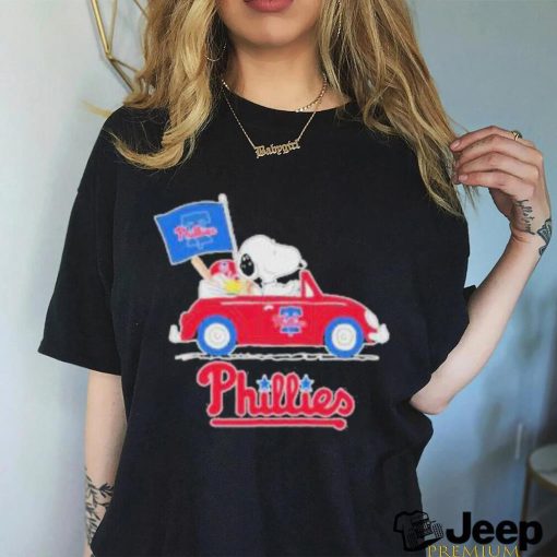 Snoopy and Woodstock Riding Car Philadelphia Phillies Flag 2023 Shirt