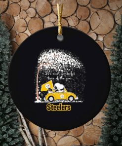 Snoopy and Woodstock Steelers winter it’s most wonderful time of the year ornament