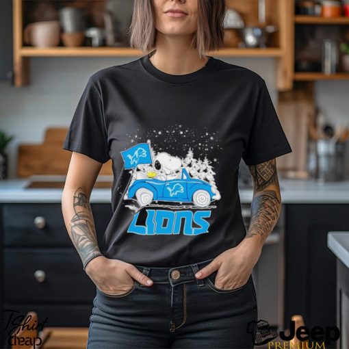 Snoopy and Woodstock dring car Detroit Lions Christmas shirt