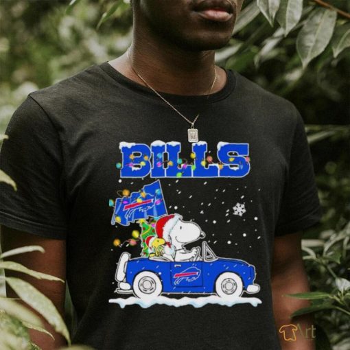 Snoopy and Woodstock driving car Bills Christmas shirt