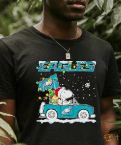 Snoopy and Woodstock driving car Eagles Christmas shirt