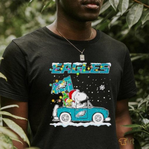 Snoopy and Woodstock driving car Eagles Christmas shirt