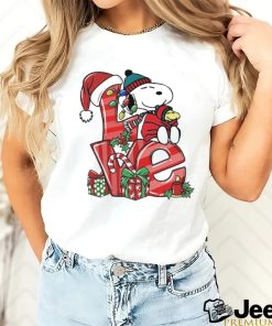 Snoopy and woodstock love hat santa merry christmas shirt