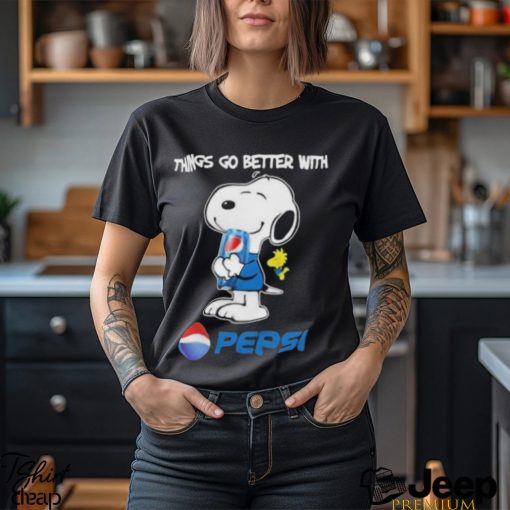 Snoopy and woodstock things go better with pepsi shirt